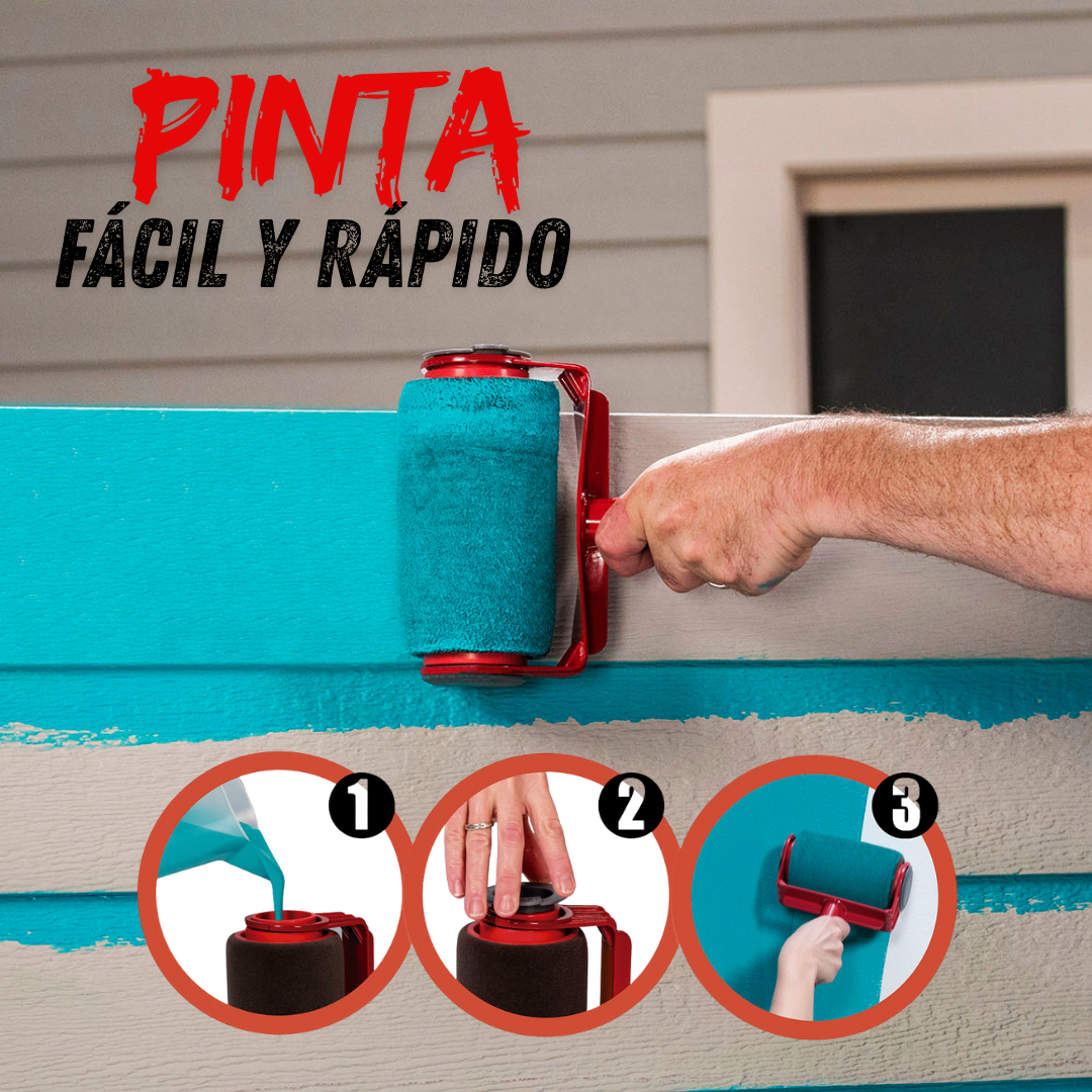 Rodillo de pintura recargable con palo extensible para áreas difíciles